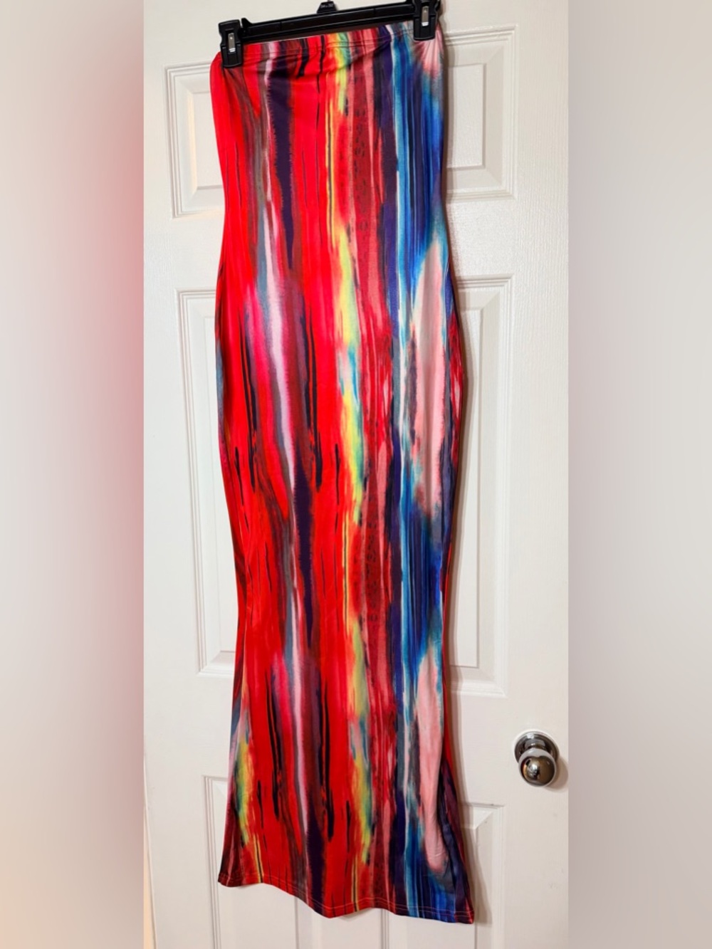 Red Multicolor Striped Maxi Dress